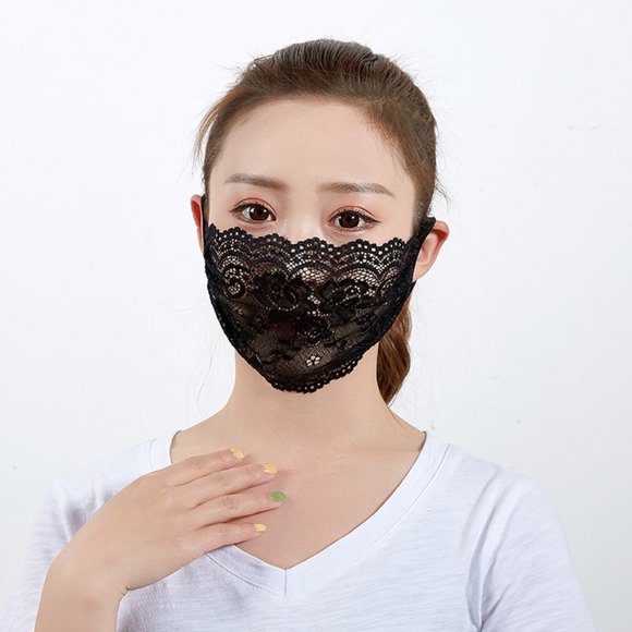 Black Lace Face Mask - Picture 12 of 13
